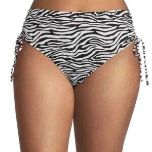 Time and Tru‎ Womens Side Tie Bikini Bottom Mid Rise Zebra Print 2X 20W-22W NWT